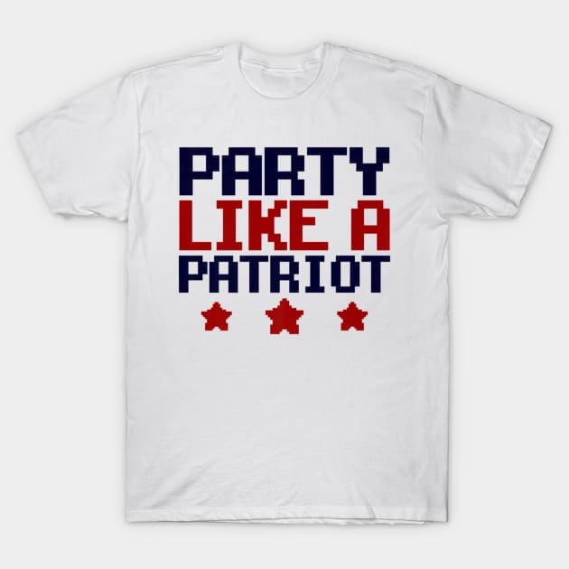 Party Like A Patriot America Usa Funny Patriotic T-Shirt by Stick Figure103